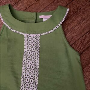 Janie and Jack lace front green dress size 5 white crochet